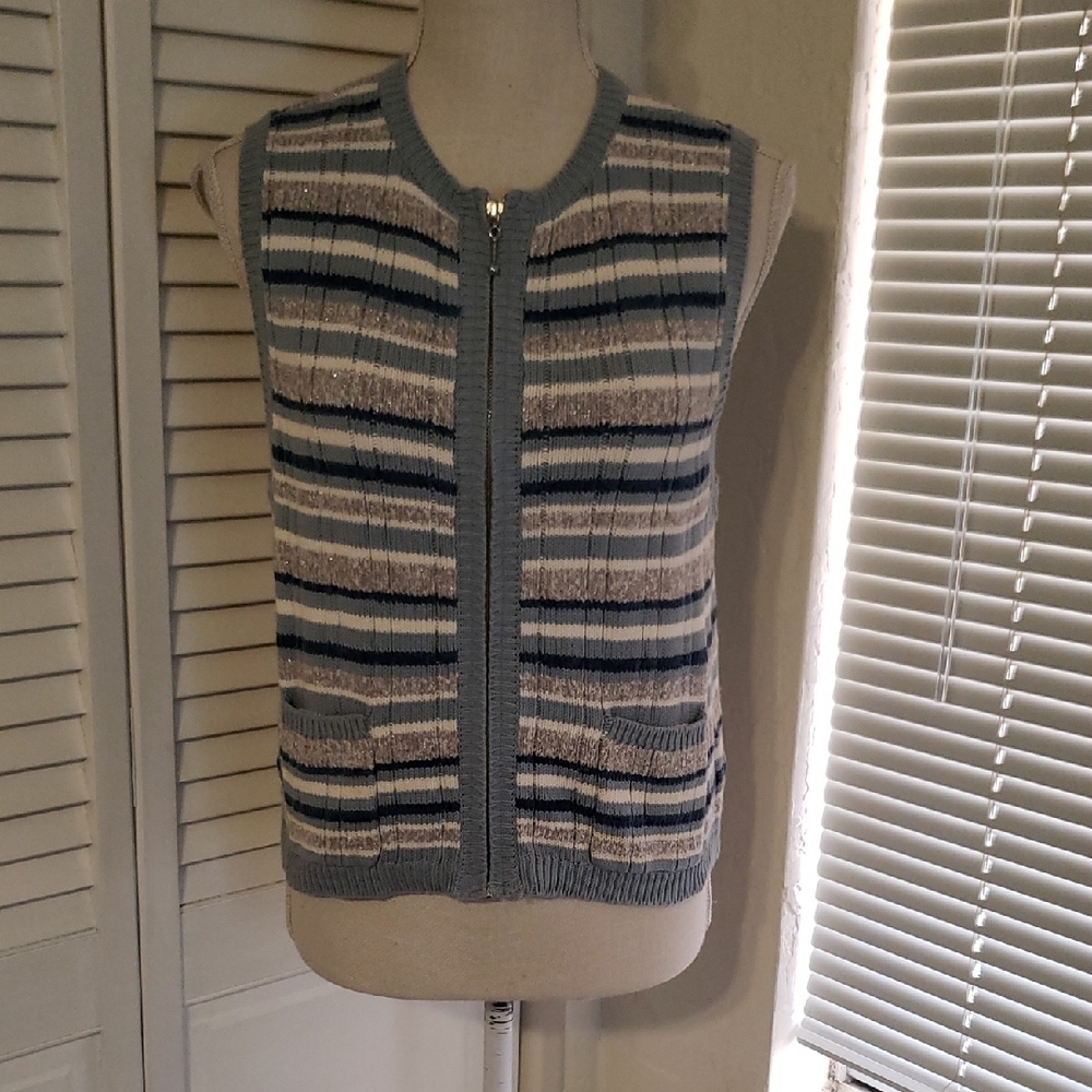 Striped Gray and Cream Women's Vest